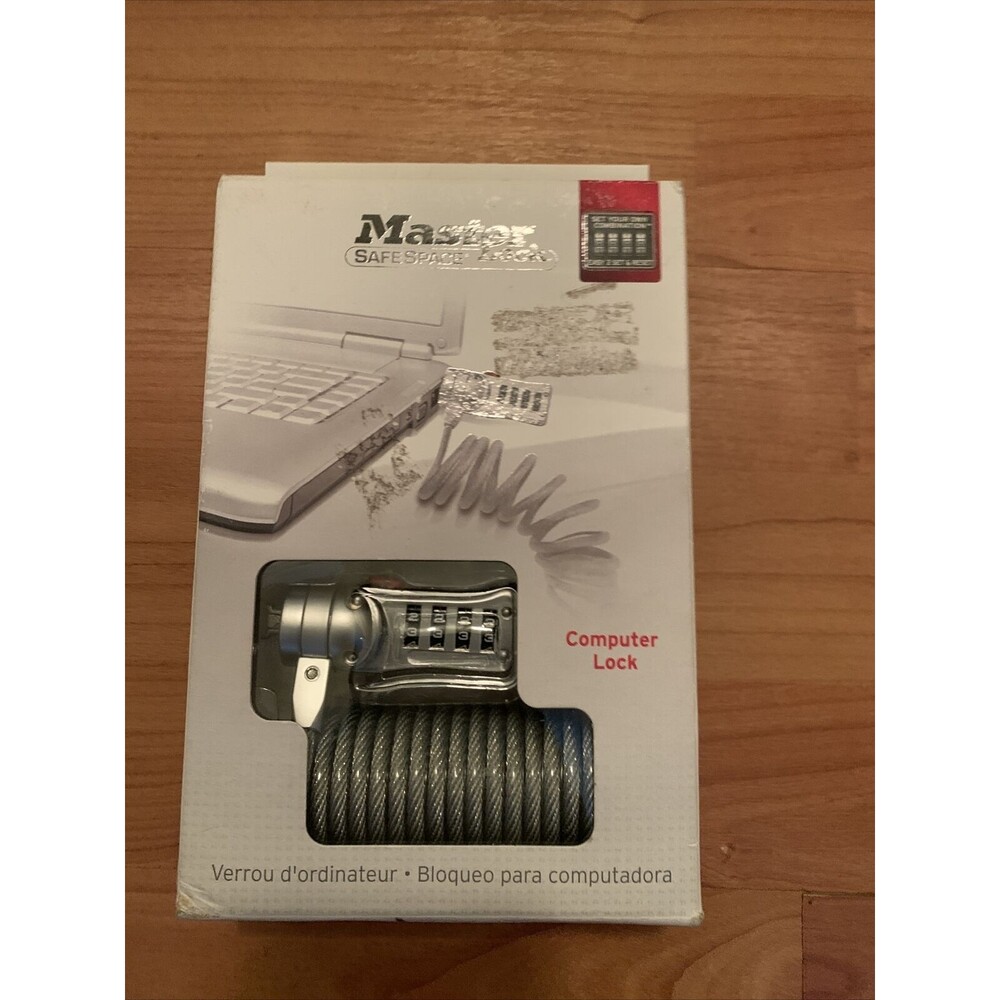 Master Lock Safe Space Computer Laptop PC Combination Steel Cable Chain